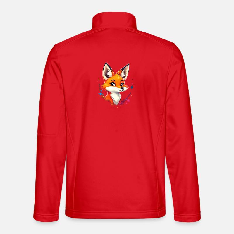 Verspielter Fuchs mit bunten Farbklecksen - Unisex Softshelljacke - Rot