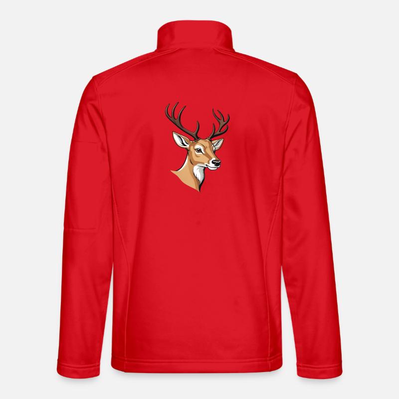 Eleganter Hirschkopf mit Geweih - Unisex Softshelljacke - Rot
