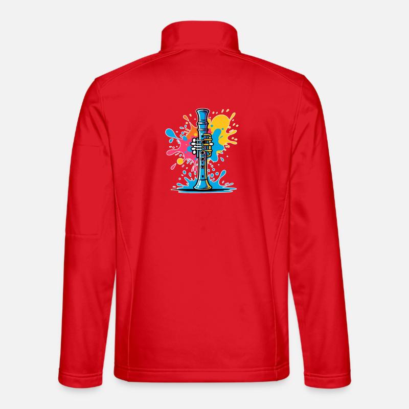 Lebendige Klarinetten Illustration Farbspritzern - Unisex Softshelljacke - Rot