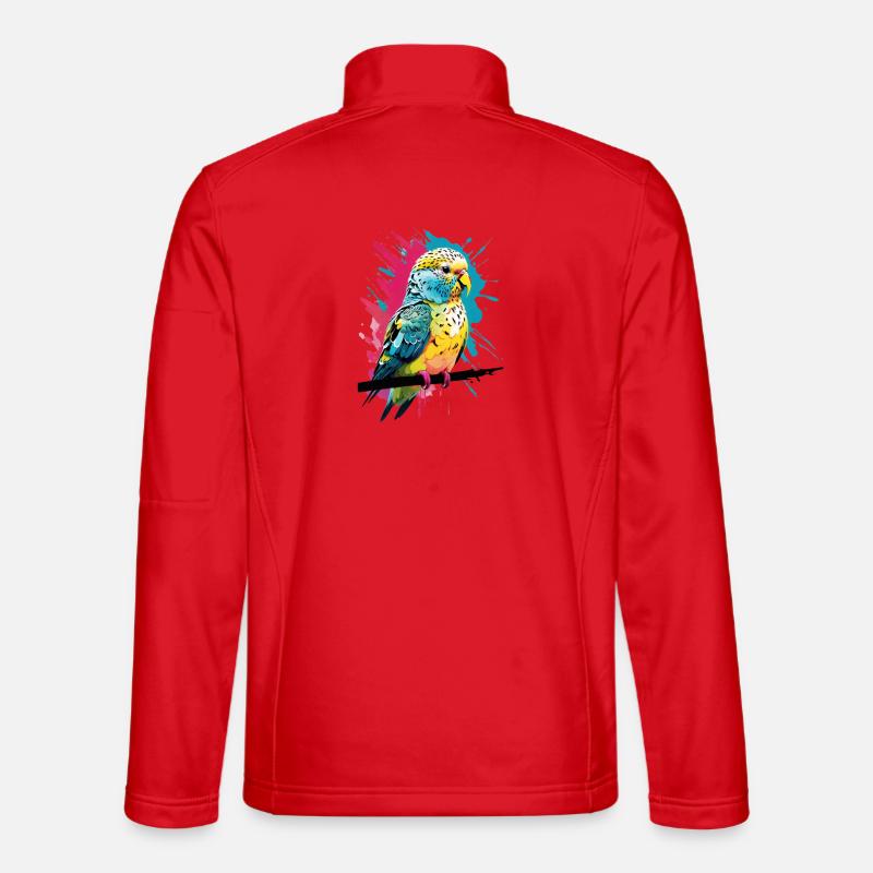 Bunter Papagei mit Farbspritzern - Unisex Softshelljacke - Rot