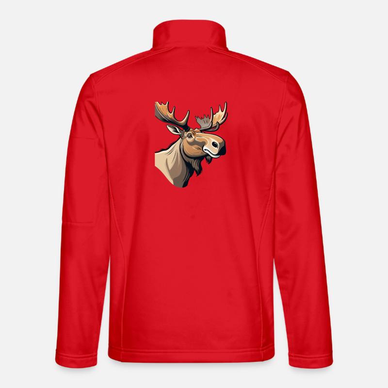 Expressive moose with characteristic look - Unisex Softshell Jacket - red