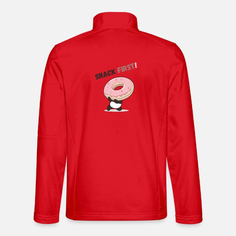 Verspielter Pandabär mit Donut - Unisex Softshelljacke - Rot
