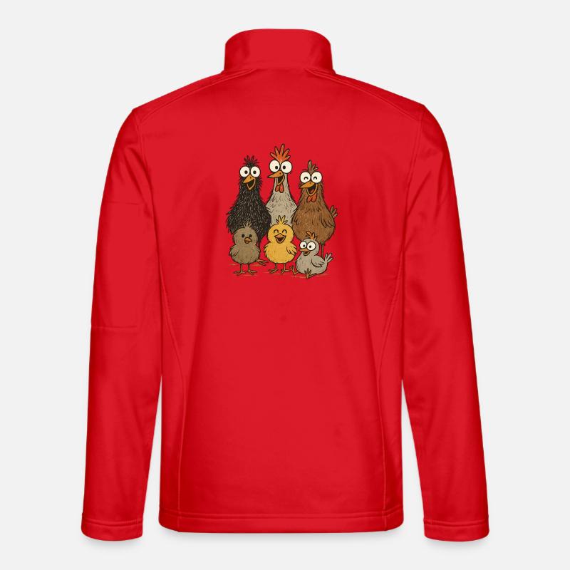 Lachende Hühner und Küken - Unisex Softshelljacke - Rot
