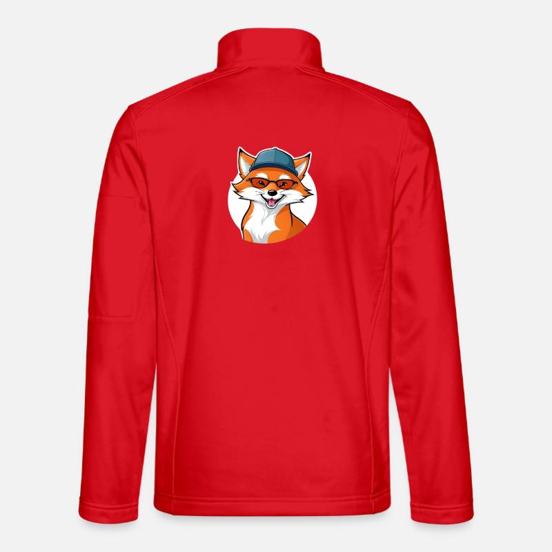 witziger Fuchs mit Brille und Cap - Unisex Softshelljacke - Rot