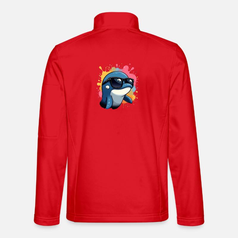 Cool dolphin with sunglasses - Unisex Softshell Jacket - red