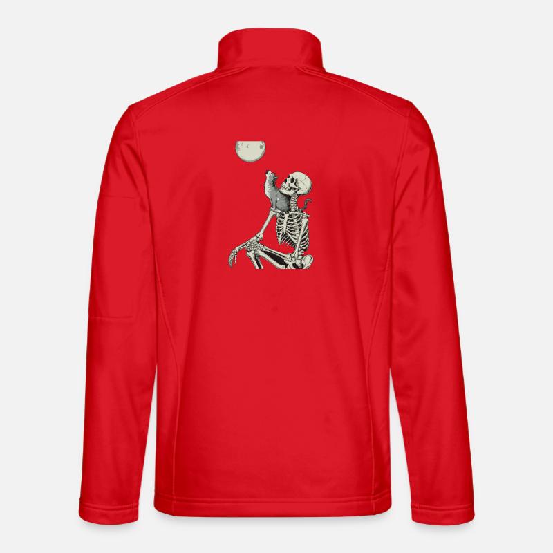 Moonlit night with skeleton and cat - Unisex Softshell Jacket - red