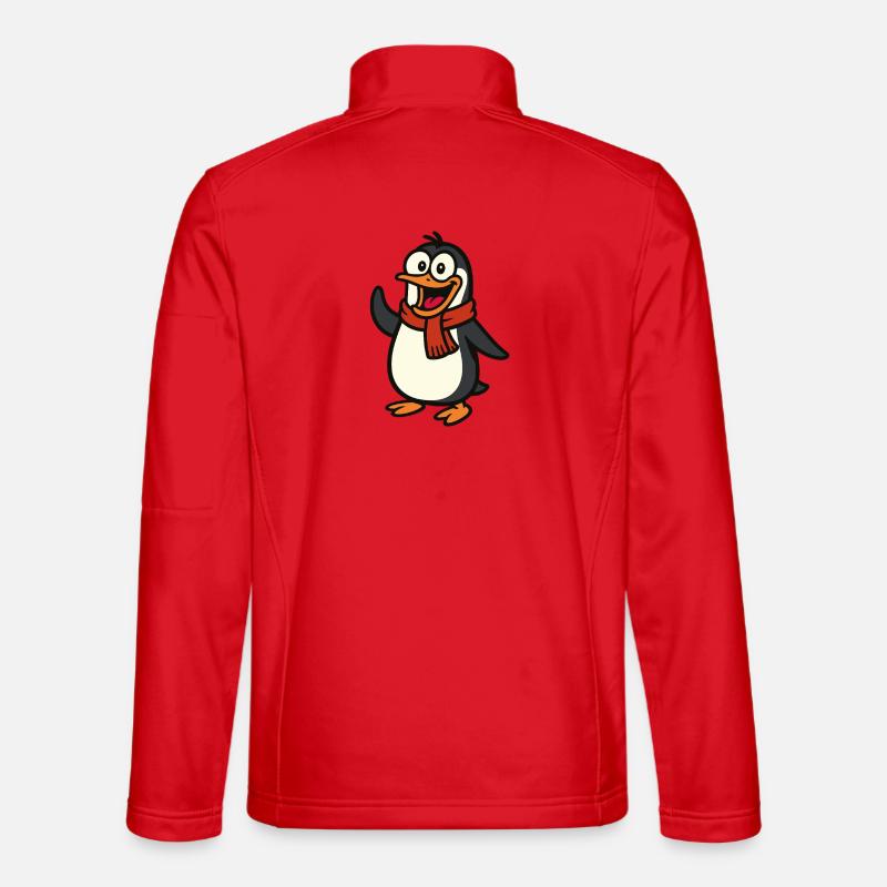 Playful penguin with red scarf - Unisex Softshell Jacket - red