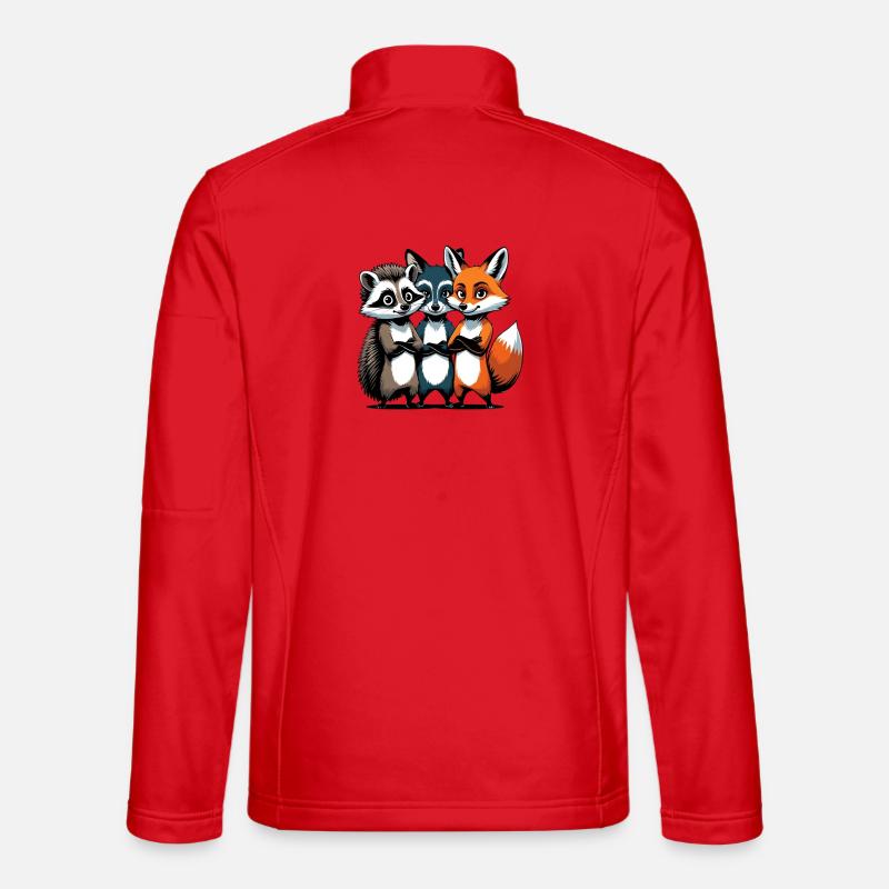 Cute Forest Animal Characters on Fabric Unisex Softshell Jacket