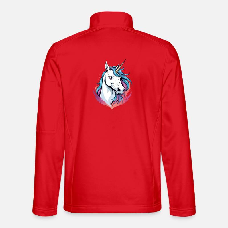 Magischer Einhornkopf mit farbiger Mähne Unisex Softshelljacke