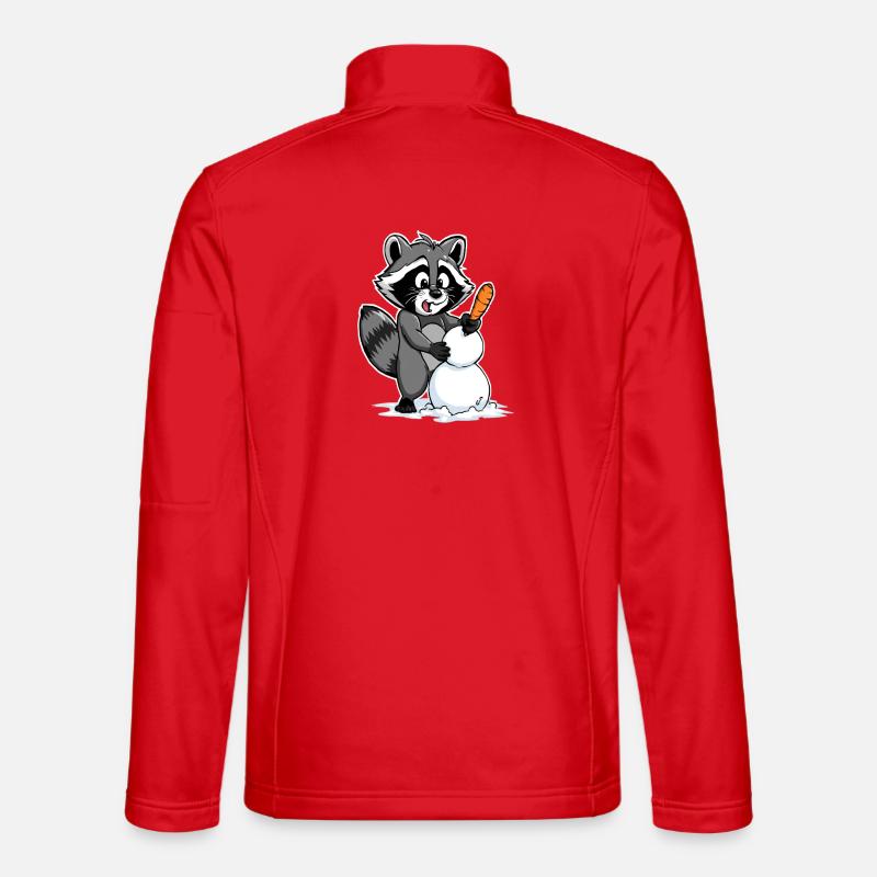 Niedlicher Waschbär mit Schneemann - Unisex Softshelljacke - Rot