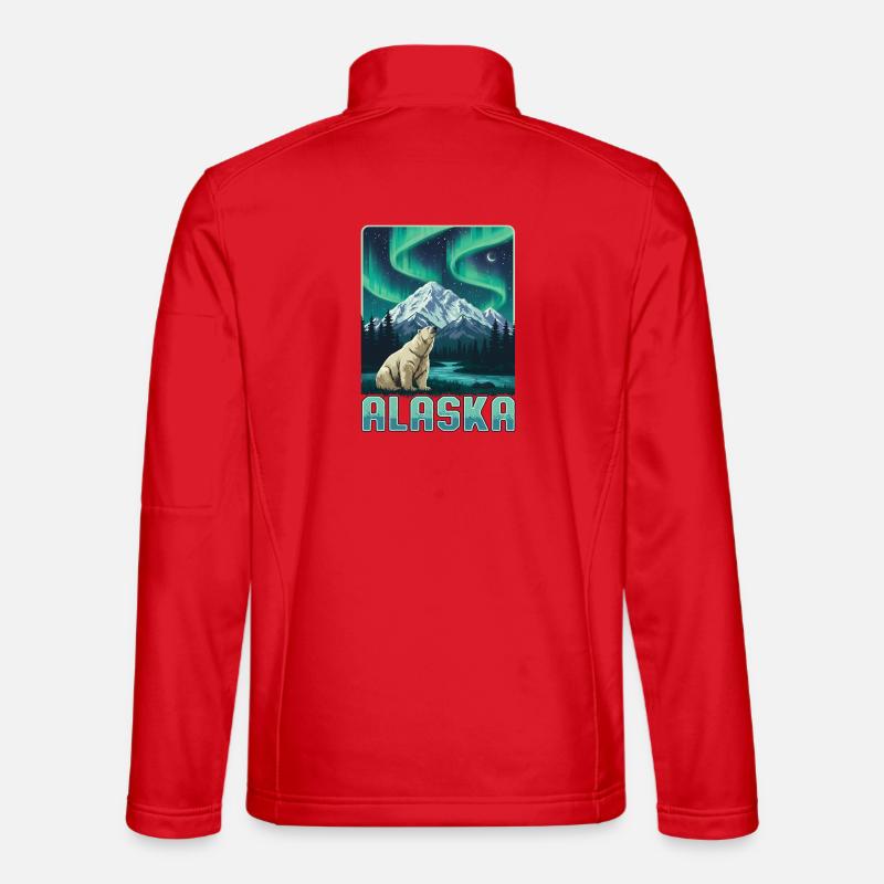 Alaska Northern Lights Mountain Landscape - Unisex Softshell Jacket - red