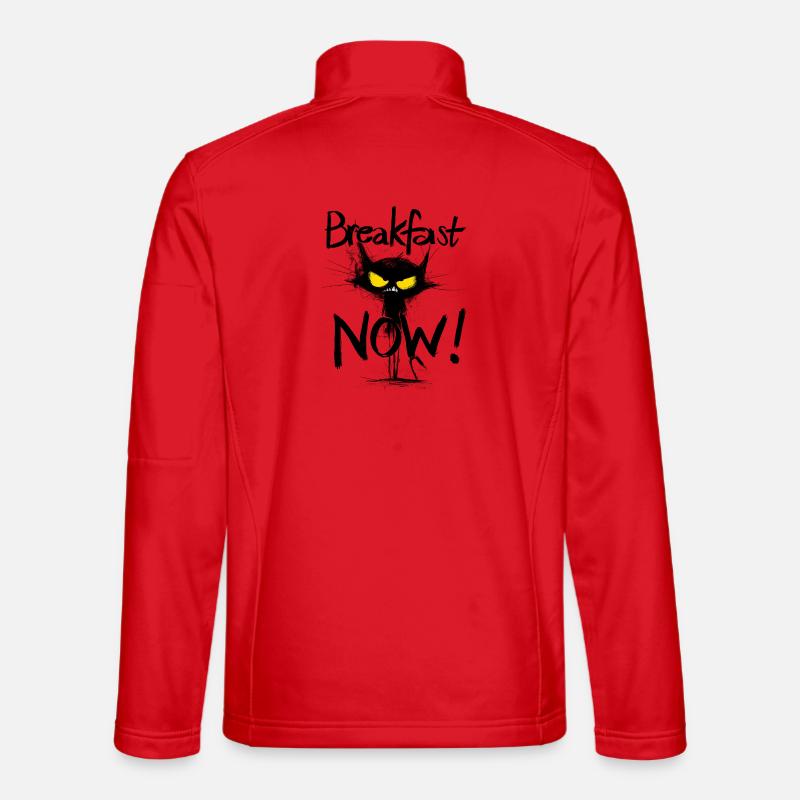 Grimmige schwarze Katze – Breakfast NOW! Unisex Softshelljacke