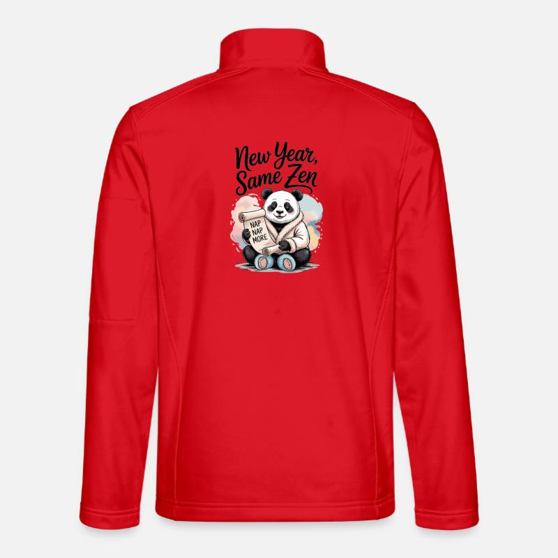 Panda T-Shirt – New Year, Same Zen - Unisex Softshell Jacket - red