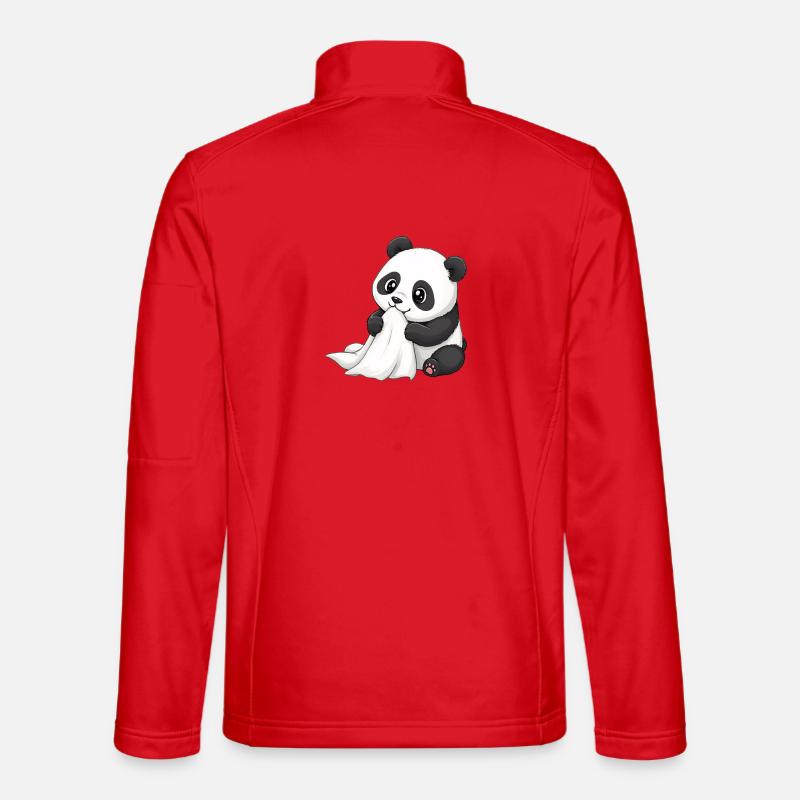 Baby Panda with Comforter – Cute Cartoon Unisex Softshell Jacket