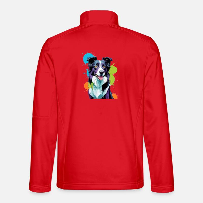 Buntgespritzter Border Collie - Unisex Softshelljacke - Rot