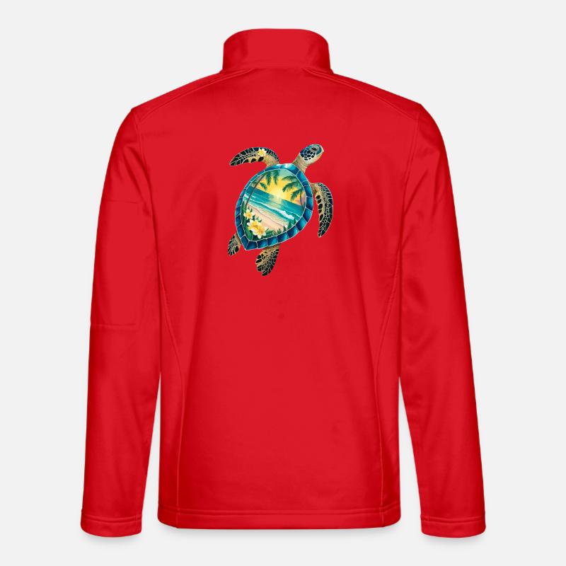 Turtle Waves Surf Turtle Surfer Turtles - Unisex Softshell Jacket - red