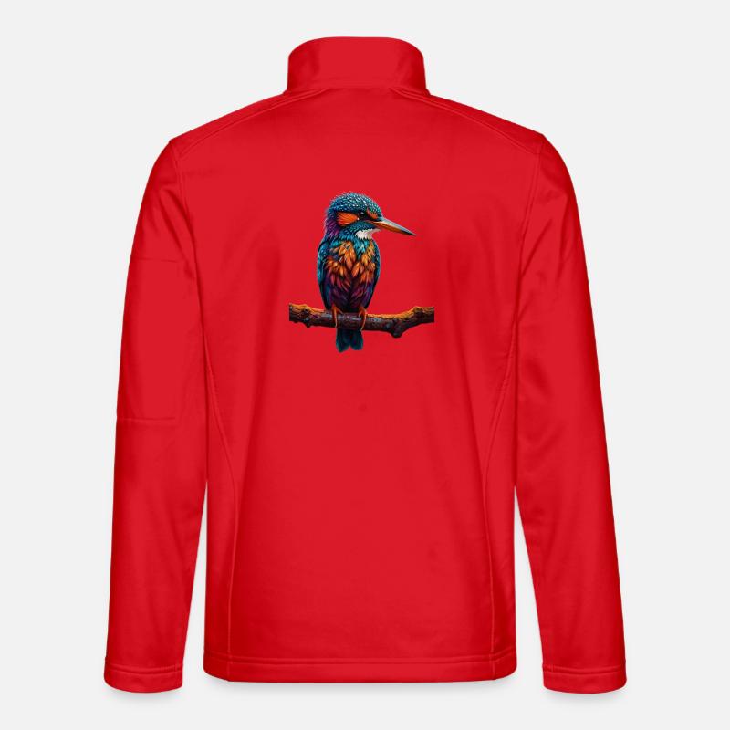 Bunter Eisvogel auf Ast - Unisex Softshelljacke - Rot