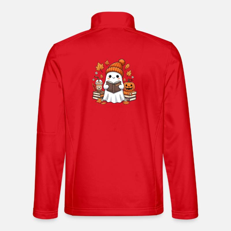 Autumn harvest ghost with pumpkin Unisex Softshell Jacket