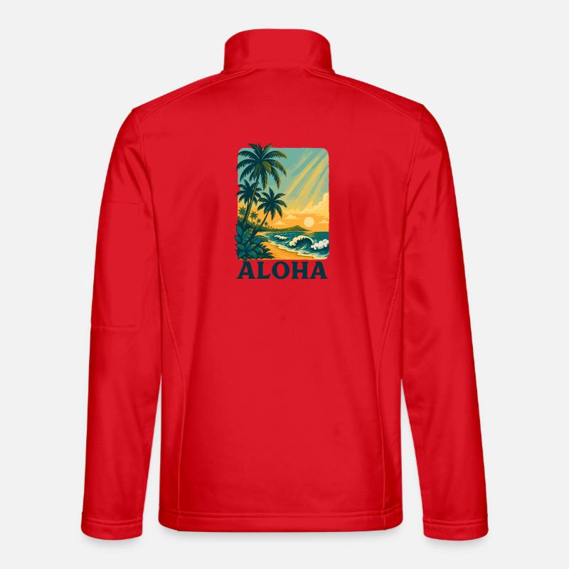 Aloha Sunset with Tropical Waves - Unisex Softshell Jacket - red