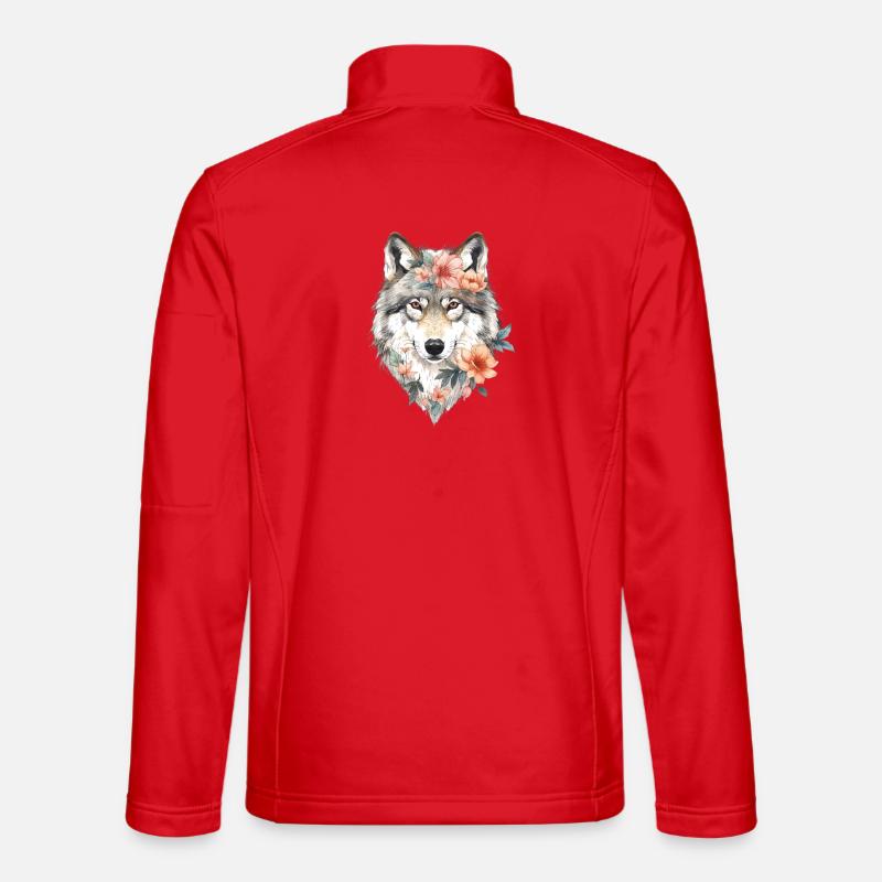 Blütenwolf Portrait - Unisex Softshelljacke - Rot