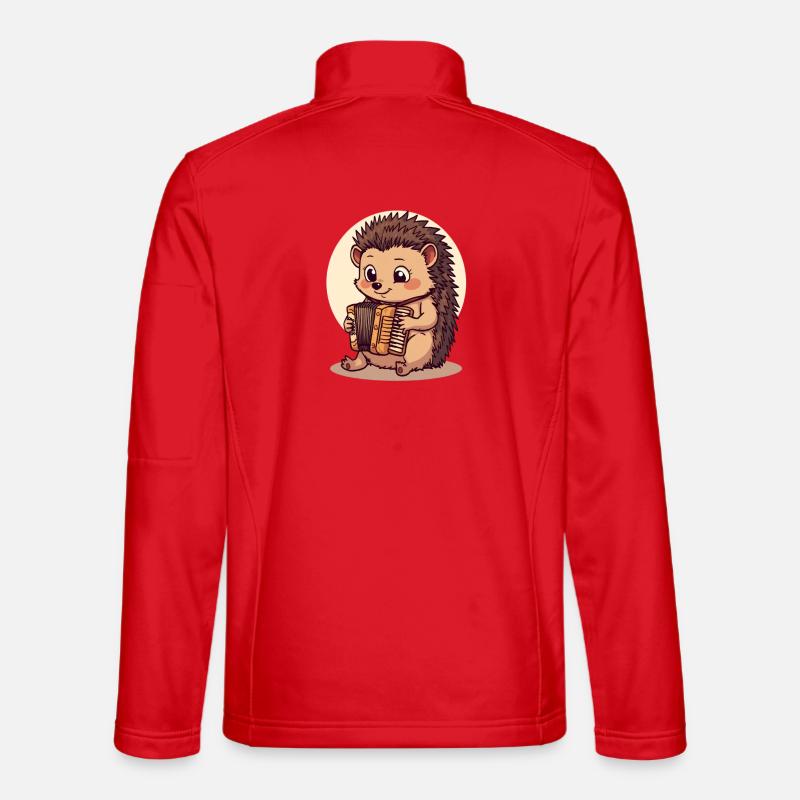 Pindsvin spiller harmonika - Unisex softshelljakke - rød