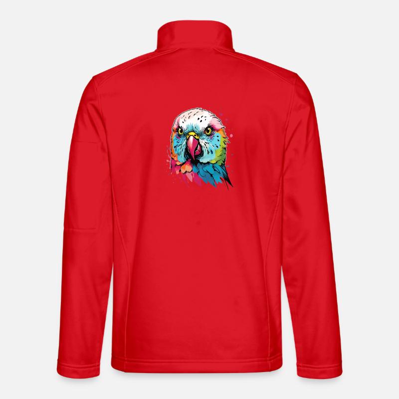 Bunter Wellensittich Kunstdesign - Unisex Softshelljacke - Rot