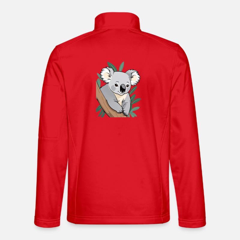 Koala on a Branch Cartoon Unisex Softshell Jacket