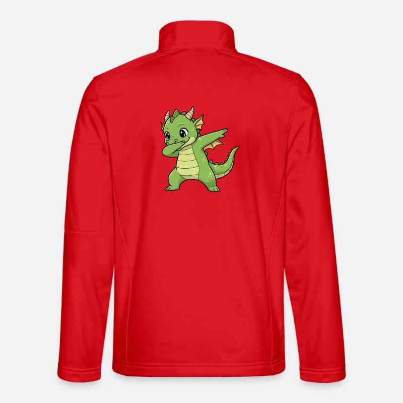 Funny Dragon Dab Cartoon Design Unisex Softshell Jacket