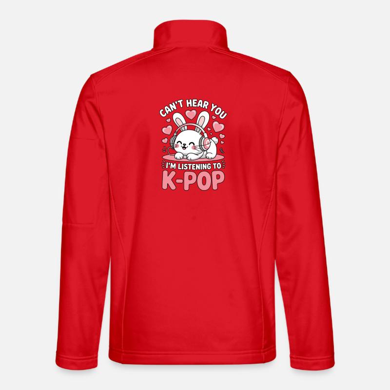 K-Pop Bunny with Headphones - Unisex Softshell Jacket - red
