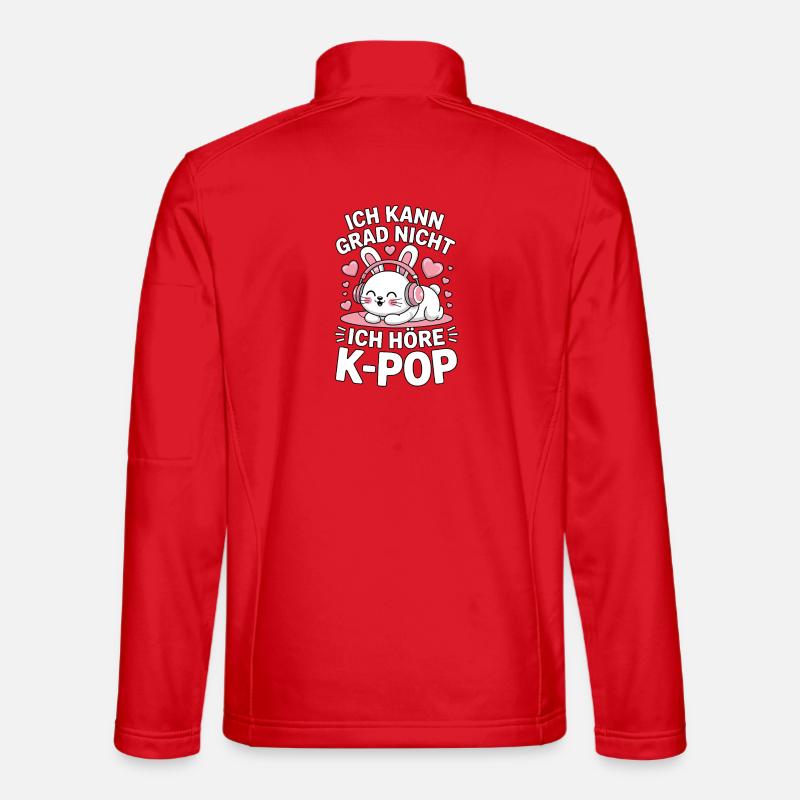 K-Pop Ear Bunny: Cute Headphone Bunny - Unisex Softshell Jacket - red