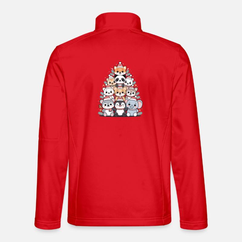 Animal Christmas Tree – Cute Xmas Animals - Unisex Softshell Jacket - red