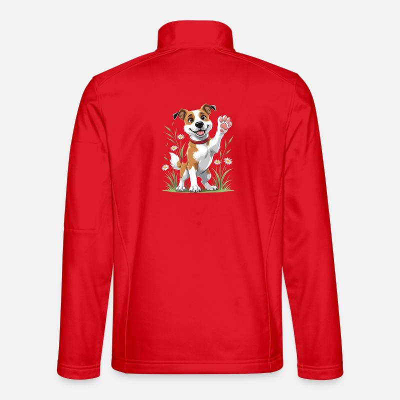 Fröhlicher Hund im Feld - Unisex Softshelljacke - Rot