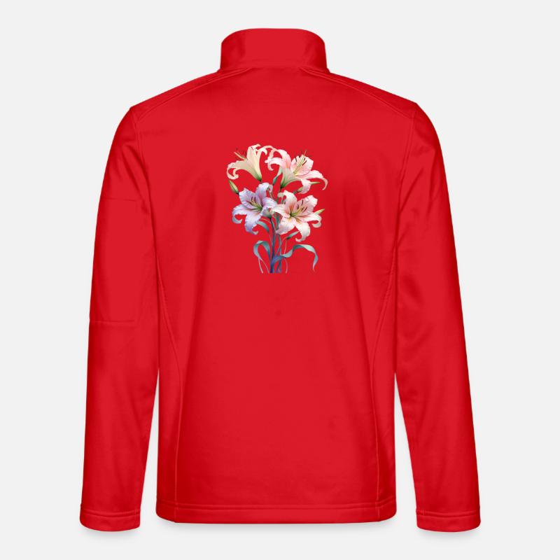 Pastel Lily Bouquet - Unisex Softshell Jacket - red