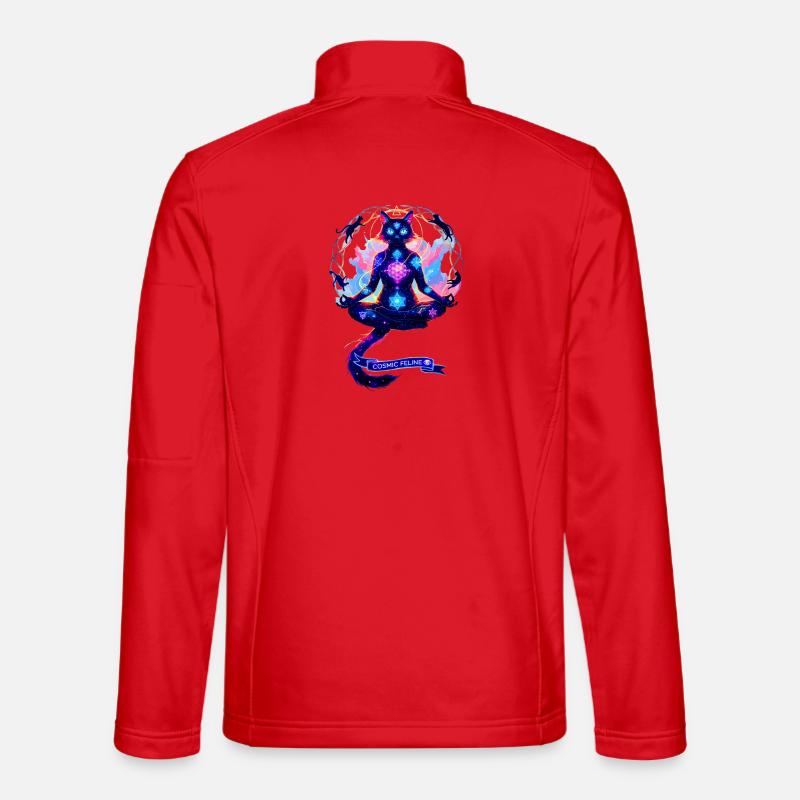 Cosmic Chakra Cat - Unisex Softshell Jacket - red