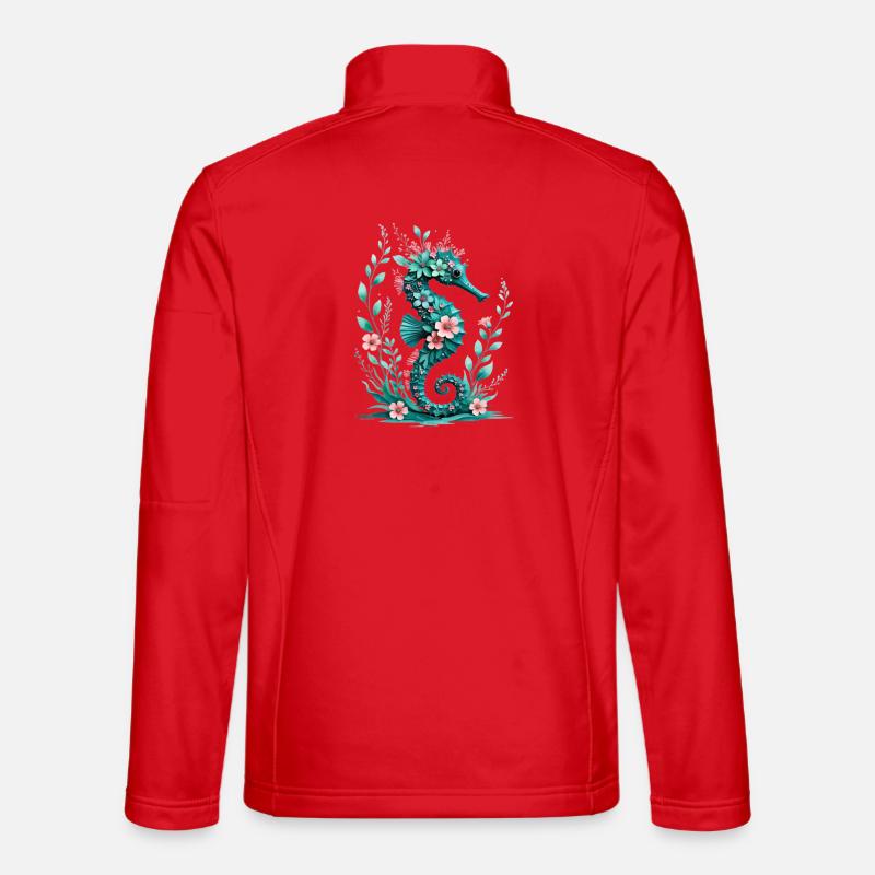 FloraSeahorse Flower Art - Unisex Softshell Jacket - red