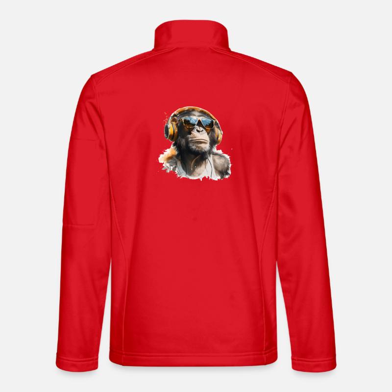 Monkey with headphones and sunglasses - Unisex Softshell Jacket - red