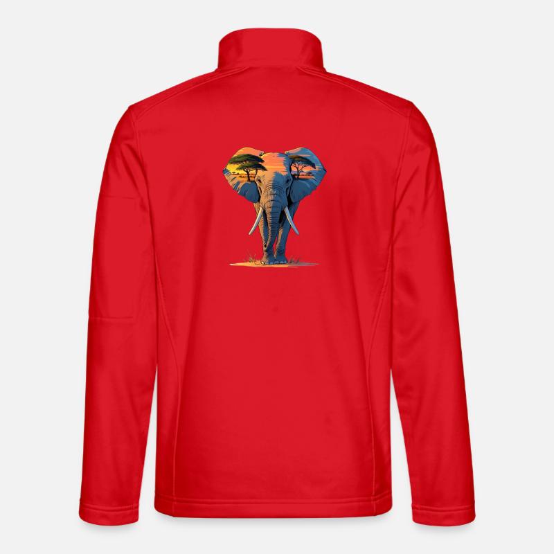 Elephant silhouette in sunset - Unisex Softshell Jacket - red