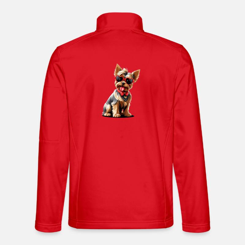 Yorkie mit Herzsonnenbrille - Unisex Softshelljacke - Rot