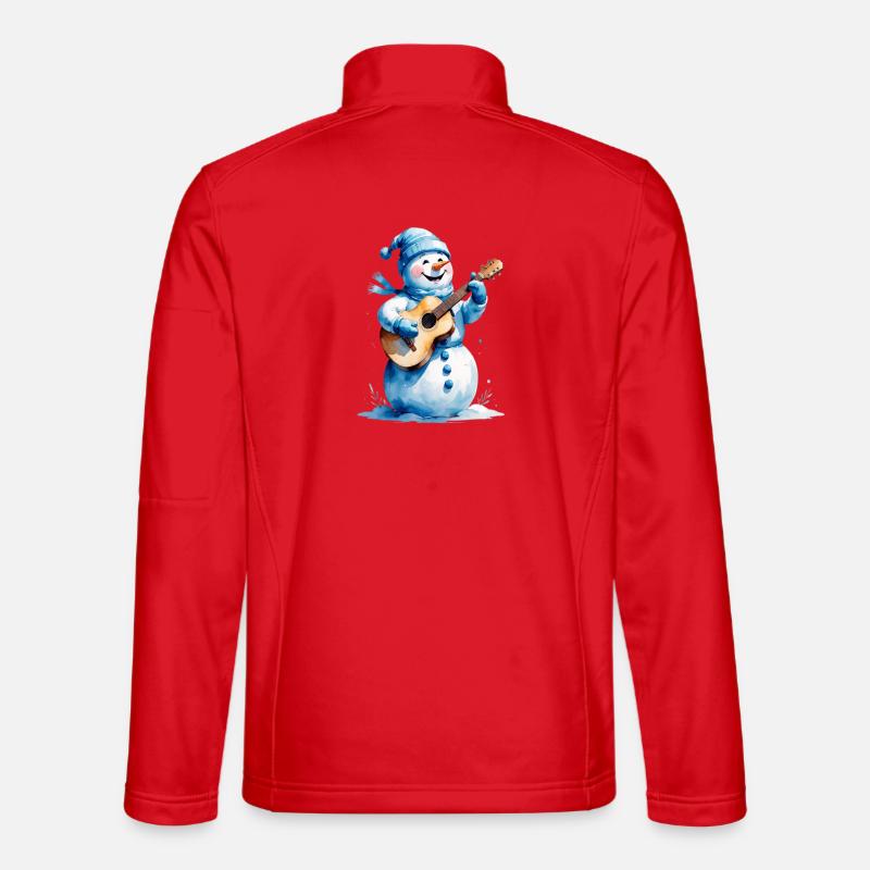 Schneemann mit Gitarre Winterlied - Unisex Softshelljacke - Rot