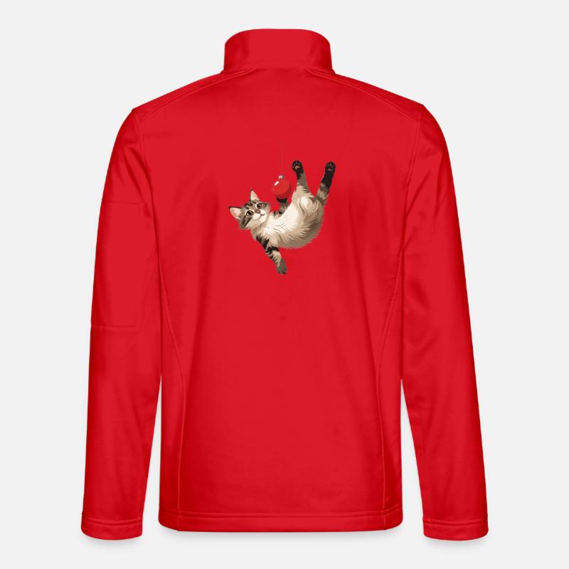 Cat acrobat ball game - Unisex Softshell Jacket - red