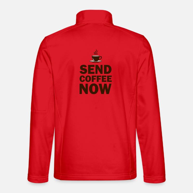 Funny Send Coffee Now Office Emergency - Unisex Softshell Jacket - red