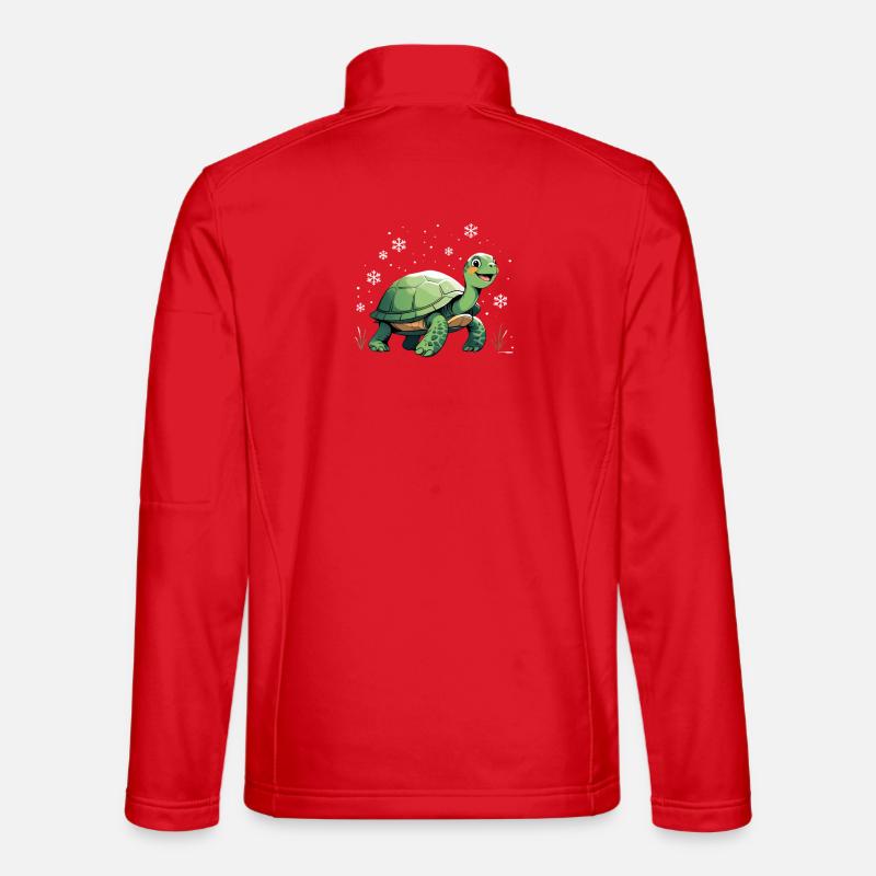 Green turtle with snowflakes - Unisex Softshell Jacket - red