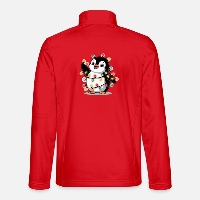Pinguin mit Lichterkette - Unisex Softshelljacke - Rot