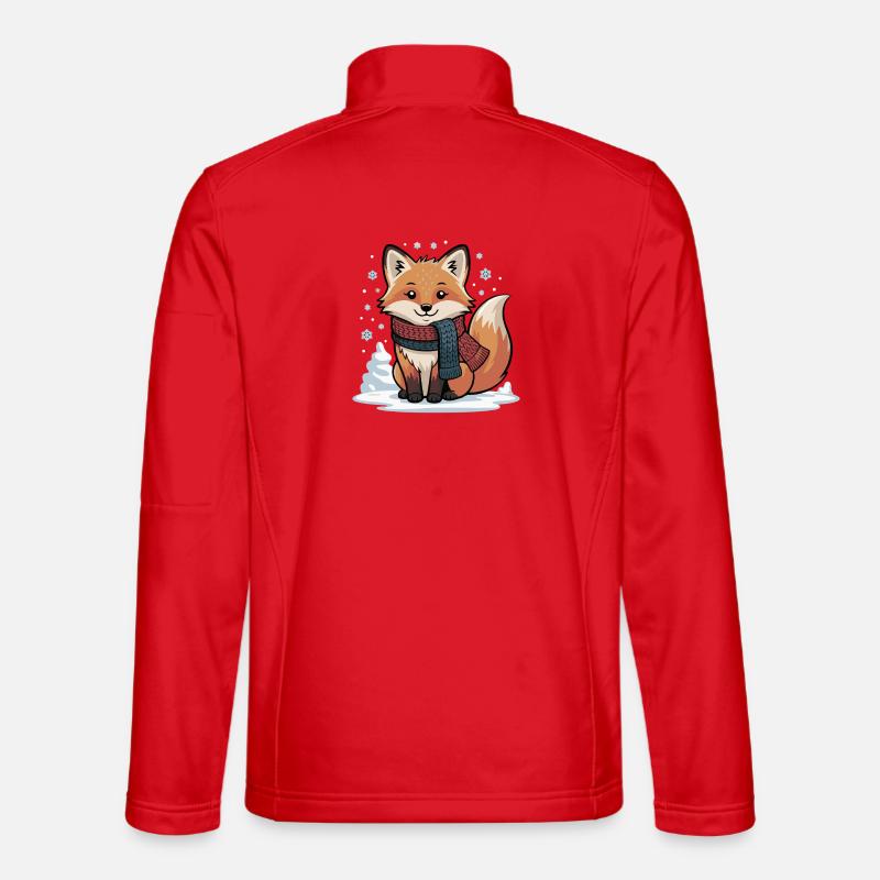 Winter fox with scarf - Unisex Softshell Jacket - red