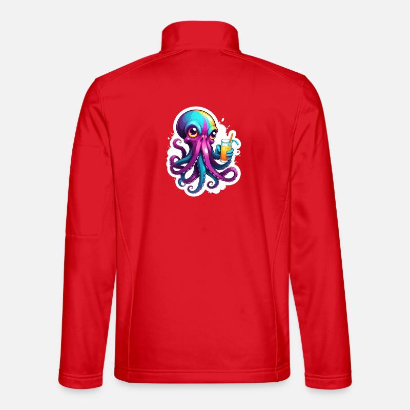 Bunter Oktopus mit Drink Unisex Softshelljacke