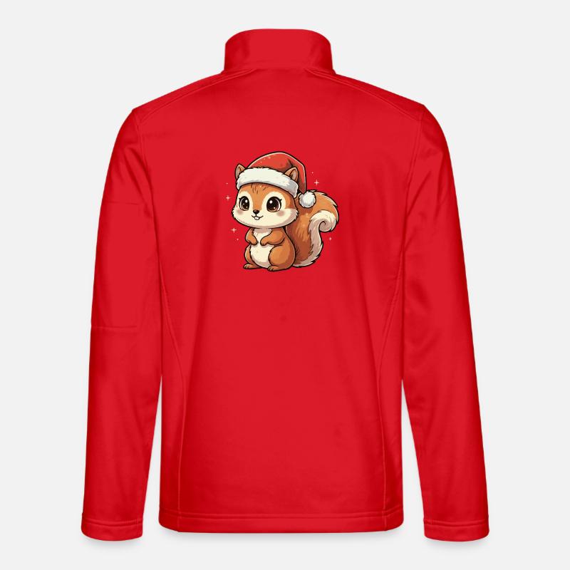 Christmas Squirrel with Santa Hat - Unisex Softshell Jacket - red