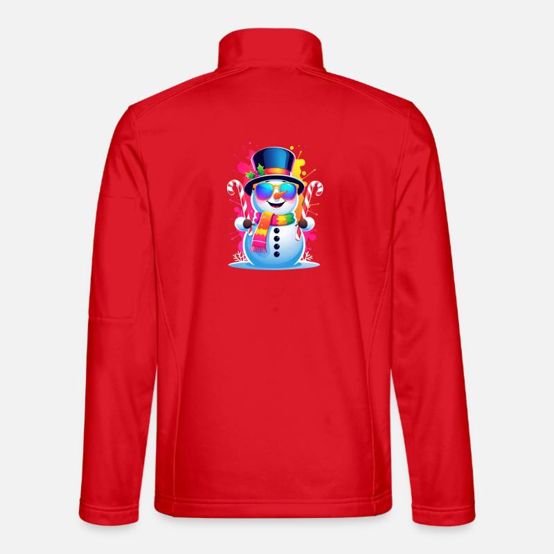 Neon-Schneemann im Winterzauber - Unisex Softshelljacke - Rot