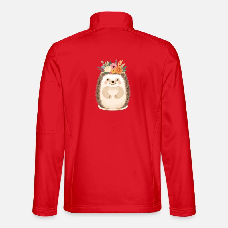 Blumenkranz-Igel: süßer Waldfreund - Unisex Softshelljacke - Rot