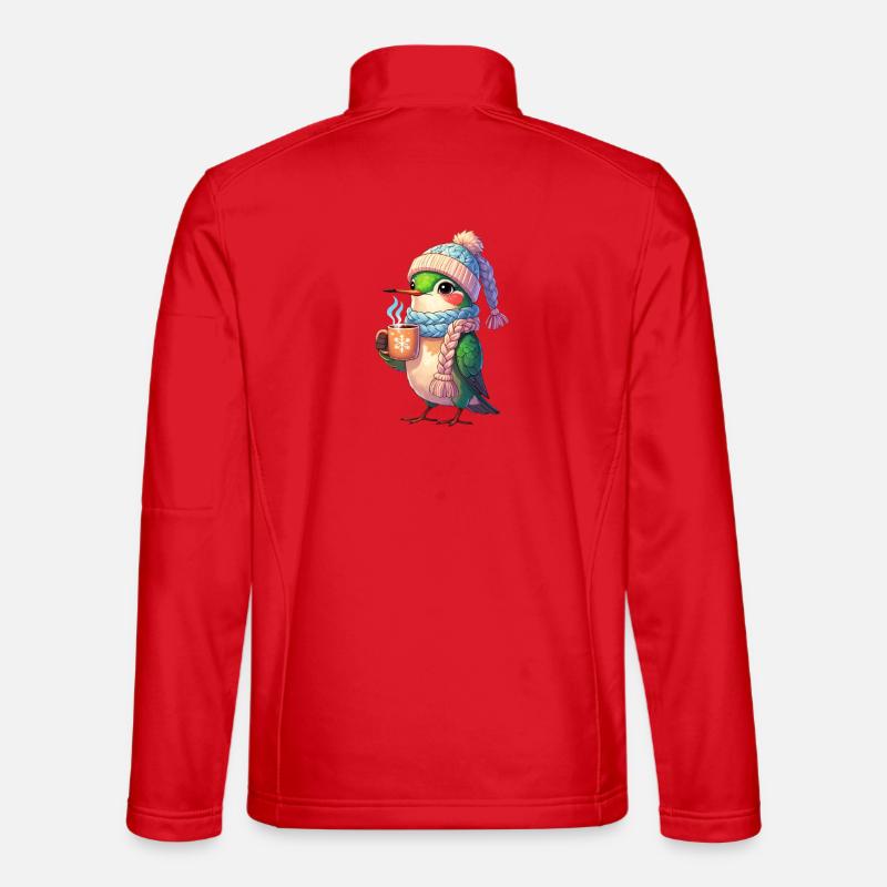 Winterkuschel Vogel mit Becher - Unisex Softshelljacke - Rot