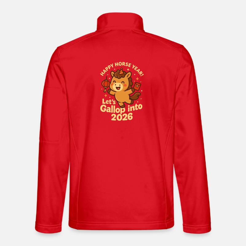 Frohes Pferdejahr 2026, Kawaii, - Unisex Softshelljacke - Rot